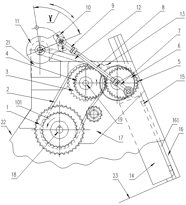 Oval gear variable-speed intermittent feeding mechanism for harvesting bundler