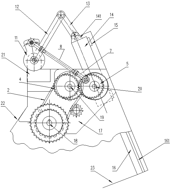 Oval gear variable-speed intermittent feeding mechanism for harvesting bundler