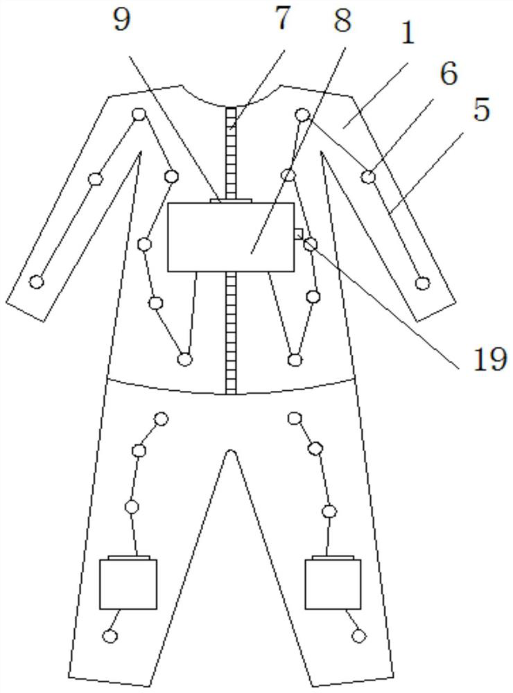 A heating suit for working in water based on the principle of exothermic heat when a compound encounters water