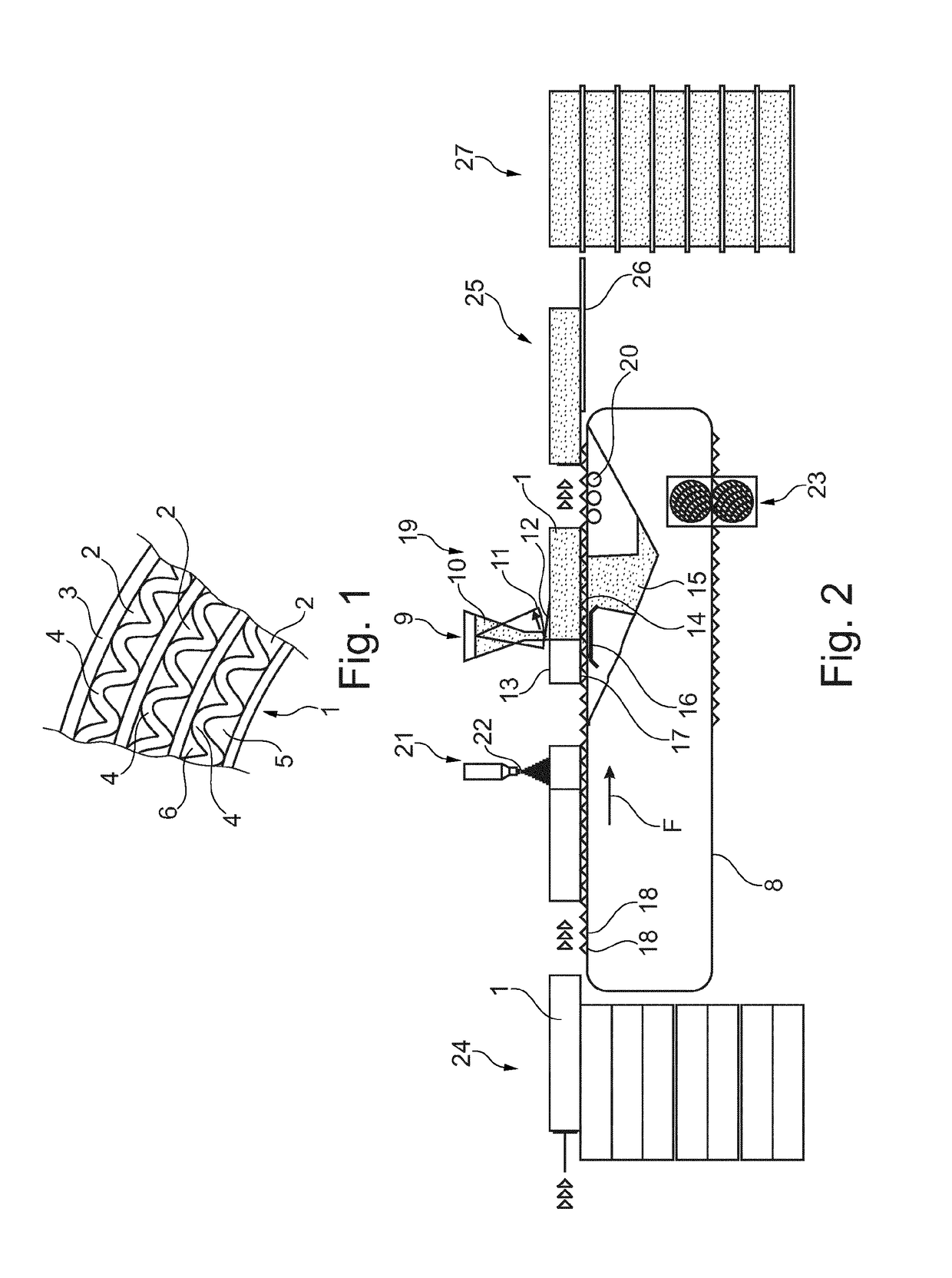Process and apparatus for coating composite pulp honeycomb support elements