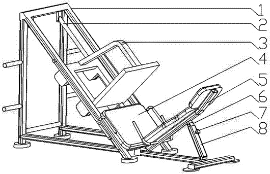 Machine use direction of exercise machine for training leg muscle