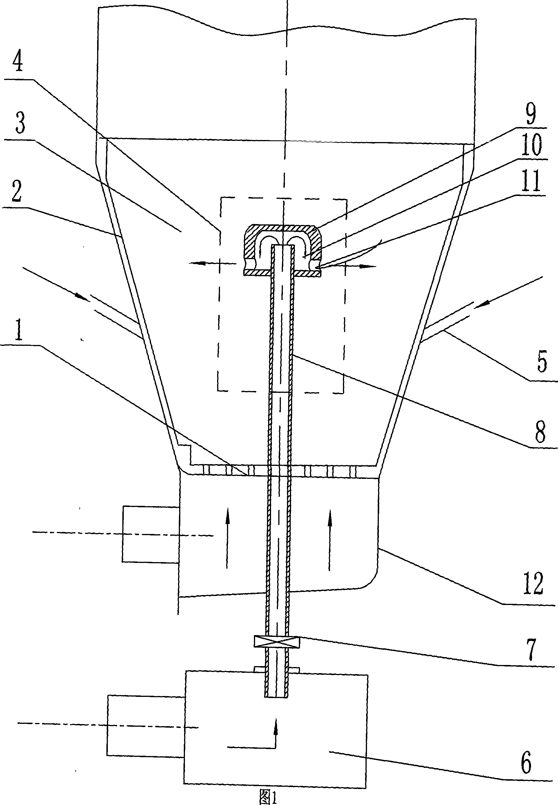Fluidized bed combustion device with wall surface-center combined supplying secondary air