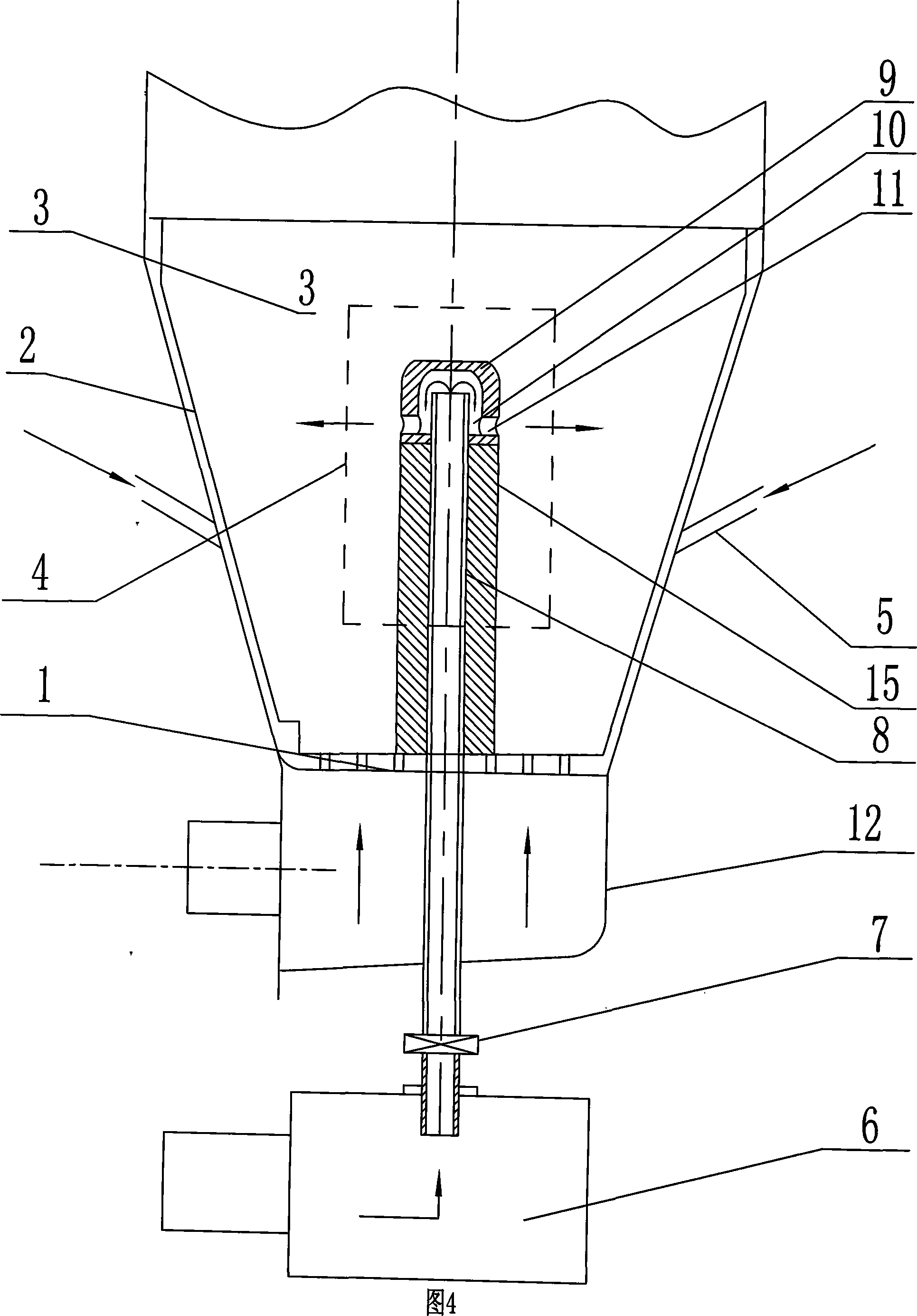 Fluidized bed combustion device with wall surface-center combined supplying secondary air