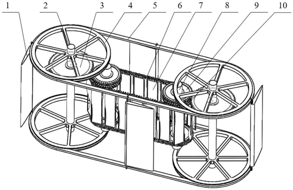 A lift-drag combined double-chain water turbine