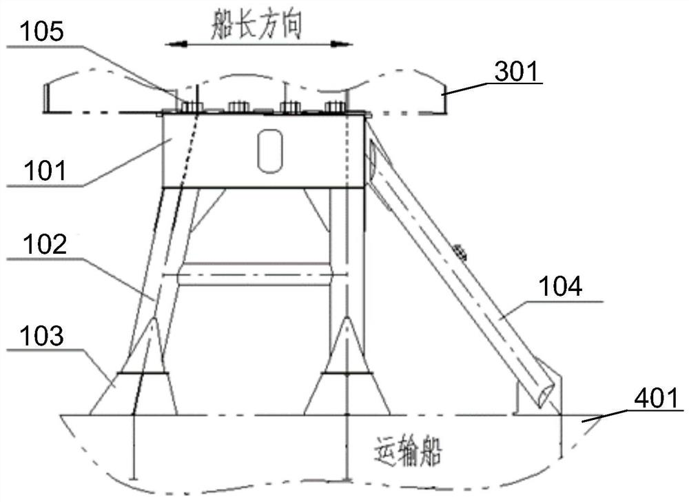 Ship transportation supporting and binding device and method suitable for super-long steel structure bridge