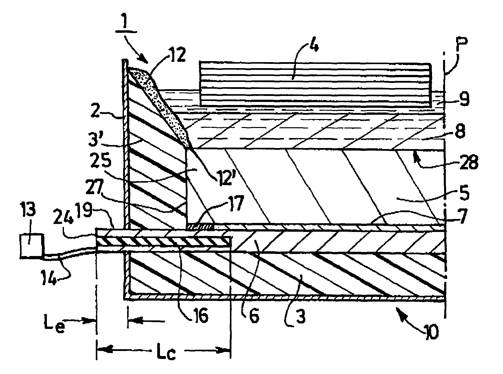 Cathode element for use in an electrolytic cell intended for production of aluminum