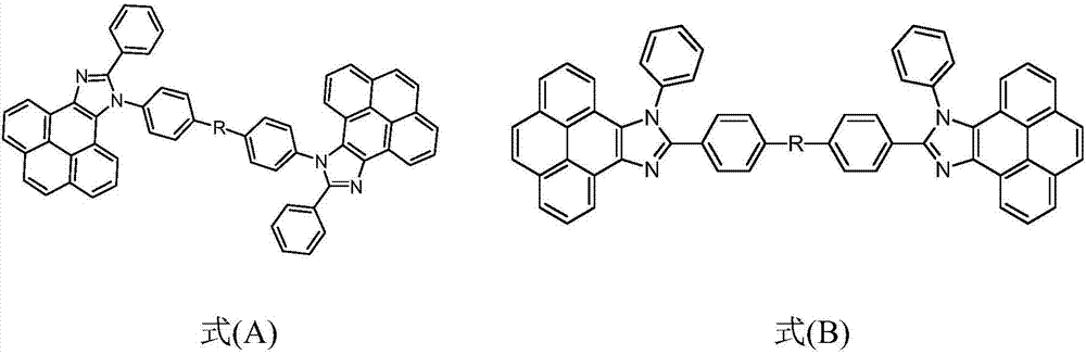 Derivative containing bispyrenyl imidazole, and preparation method and application thereof