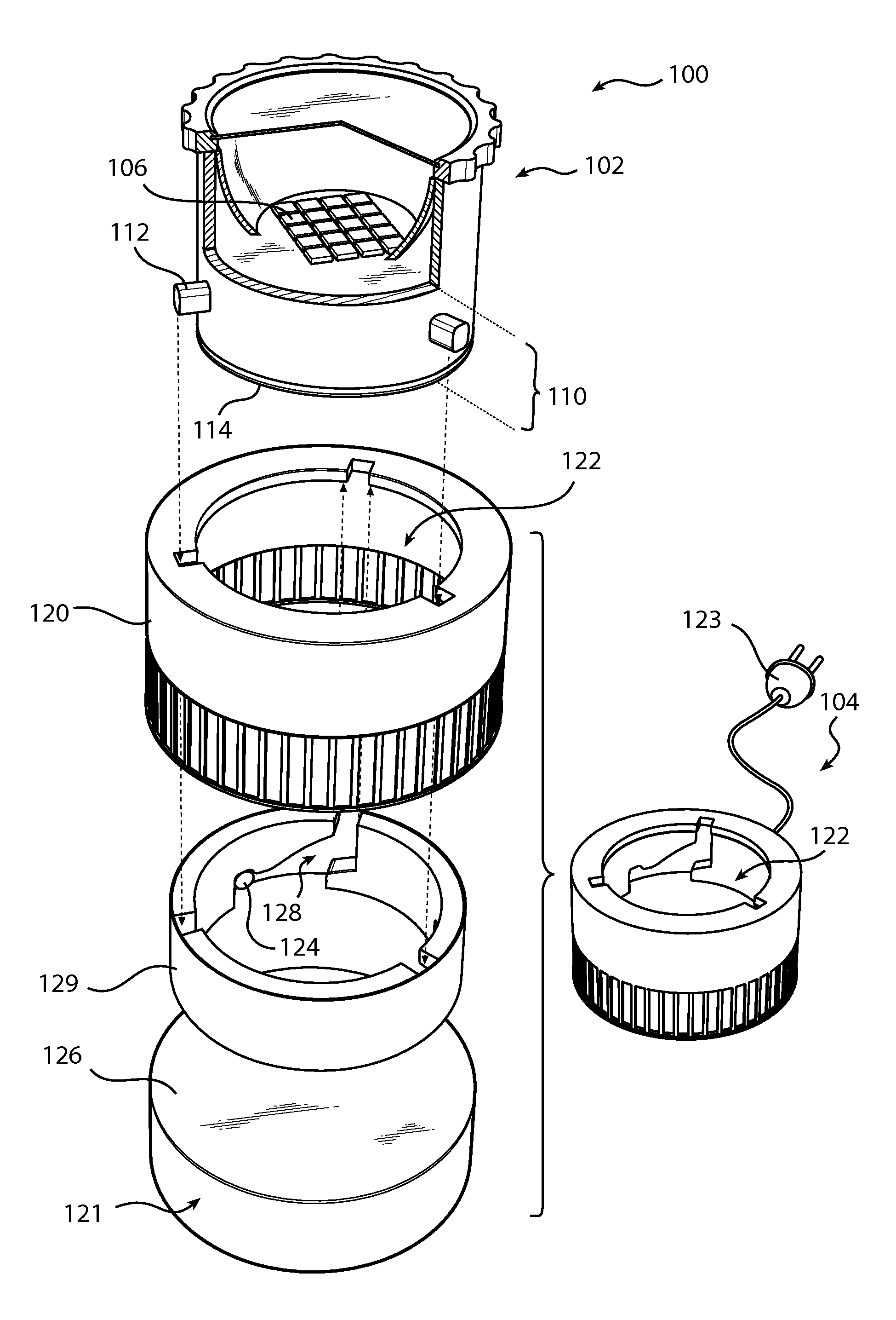 Illumination device comprising an internal power source and an interface for connecting the illumination device to an external power supply