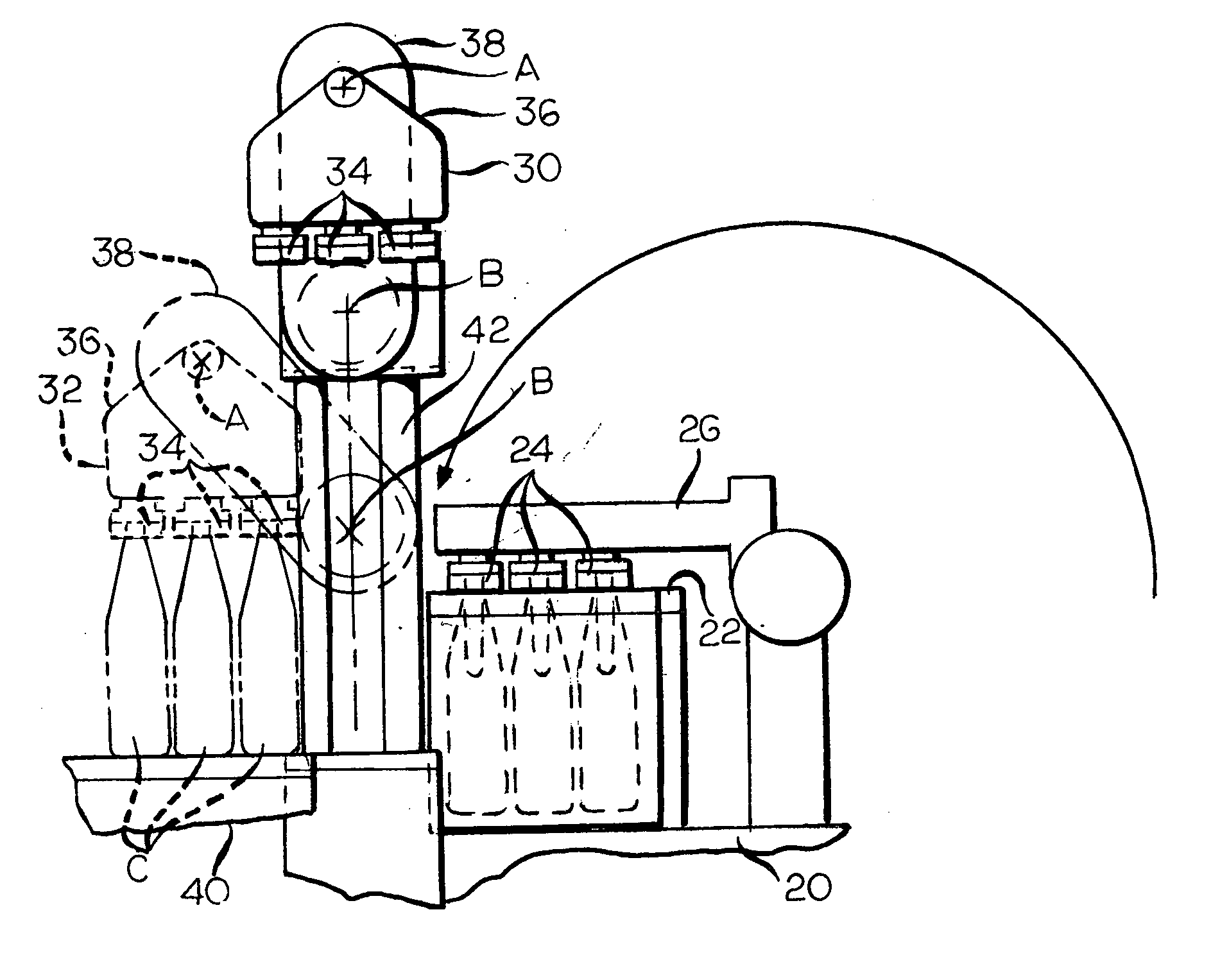 Method and apparatus for blowing and removing glass containers