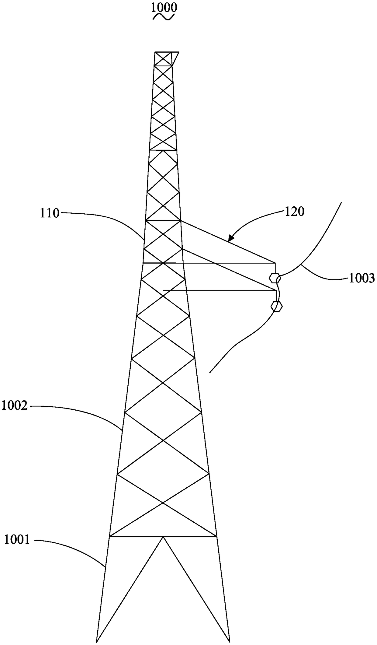 Double-apex cross arm and power transmission tower