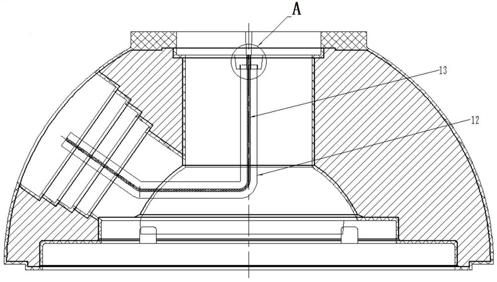 Method for forming large-section nodular cast iron shielding hemispherical casting