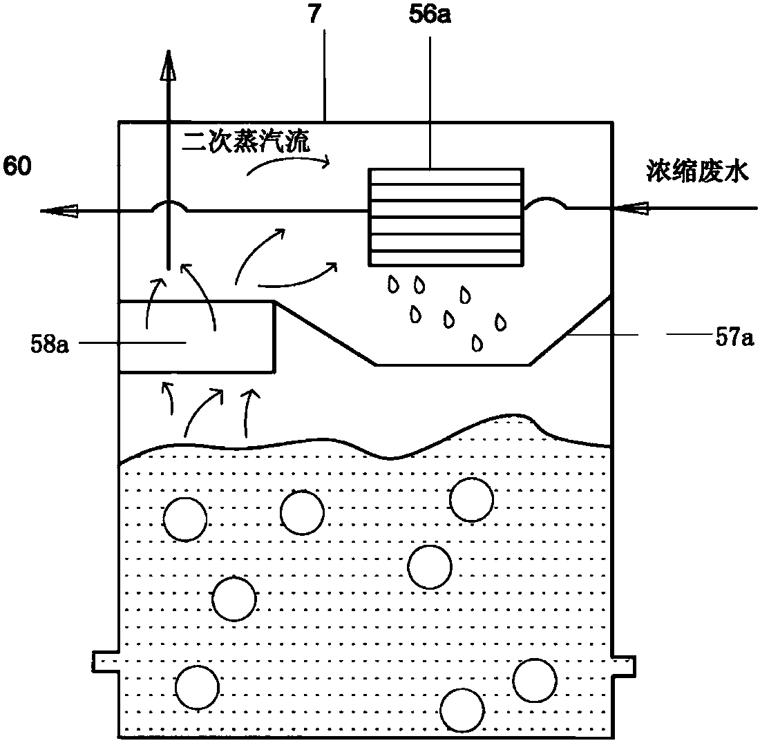 Multiple-effect evaporative crystallization system and method for utilizing compressed air and heat pump to dispose wastewater containing salts in power plant