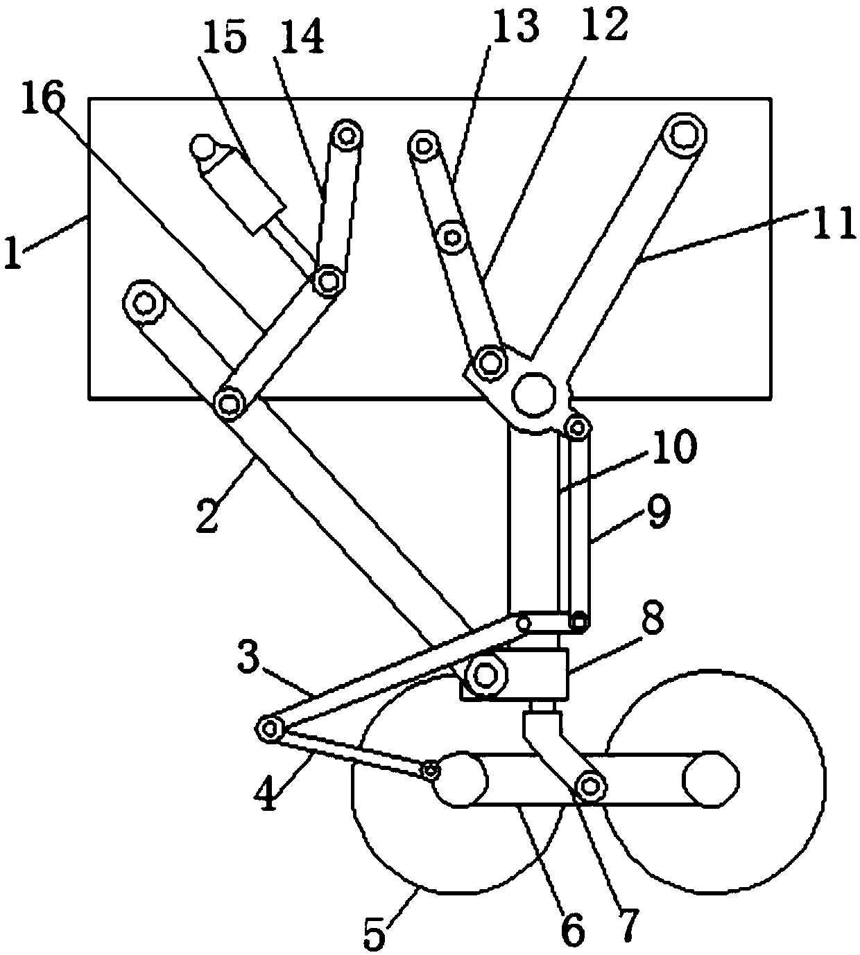 Train wheel lifting adjusting device and double-gauge train