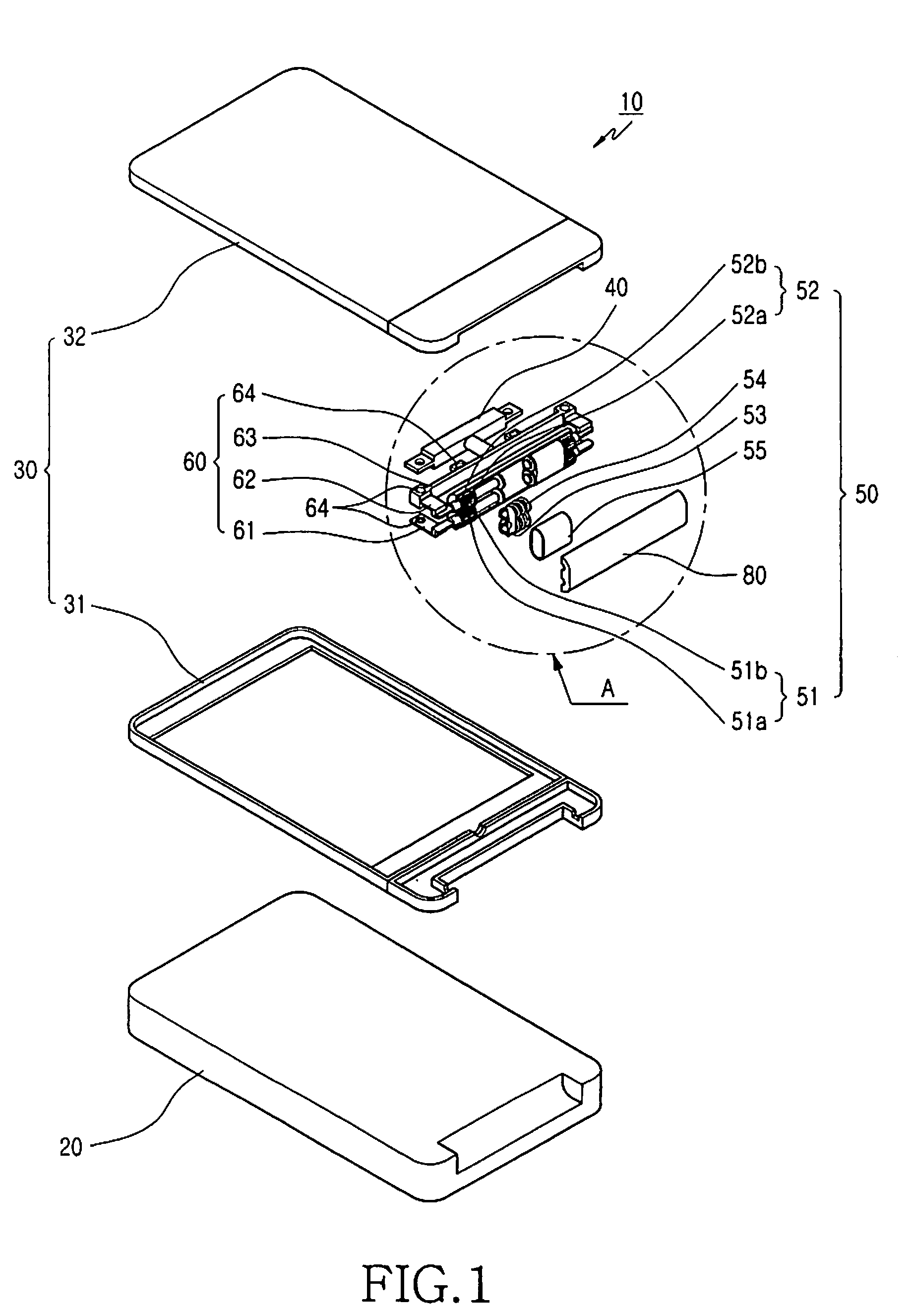 Hinge apparatus for portable communication device