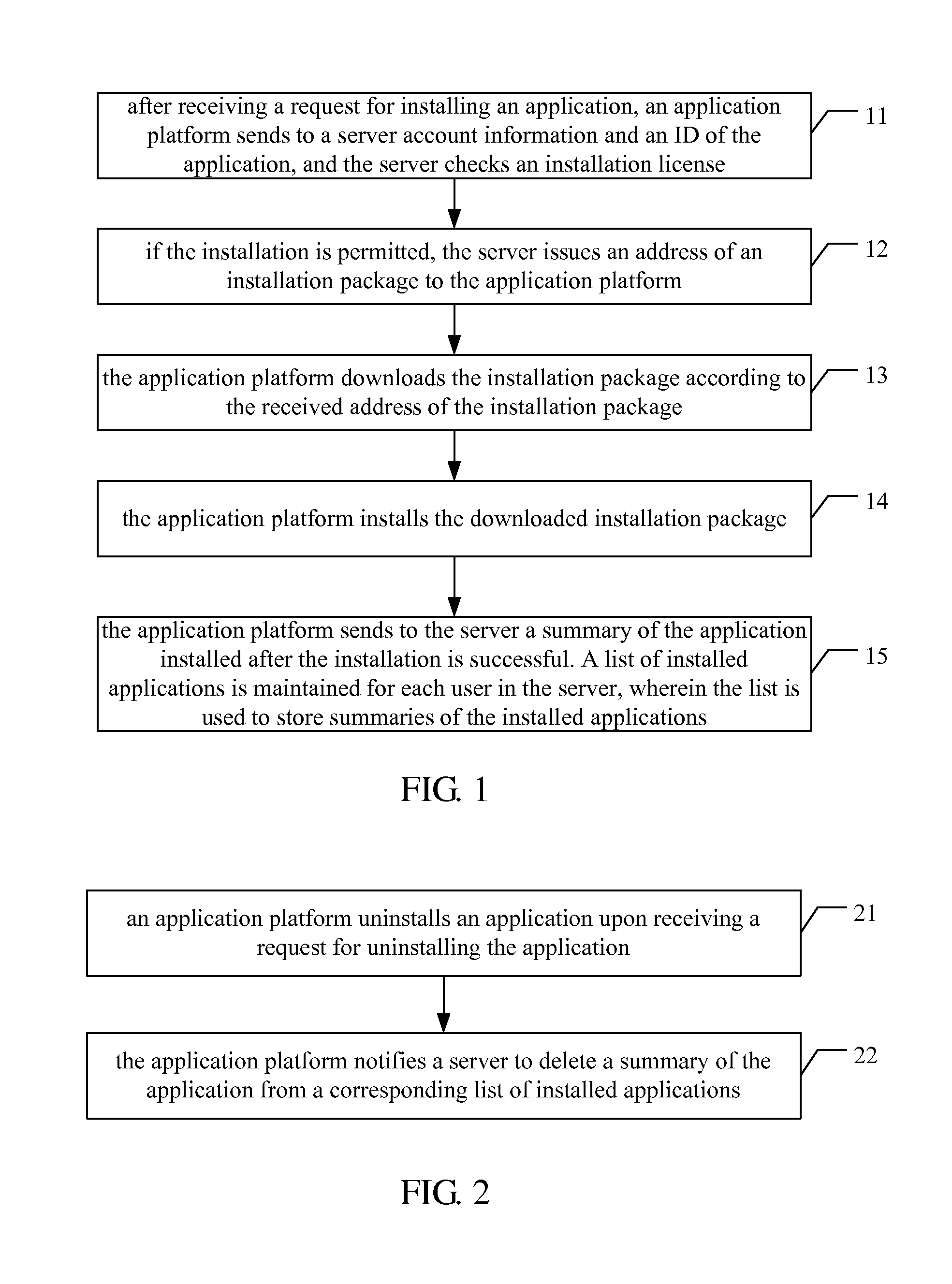 Method for managing an application and application platform