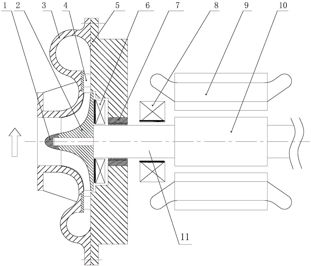 Axial thrust bearing structure of centrifugal compressor of high-speed motor