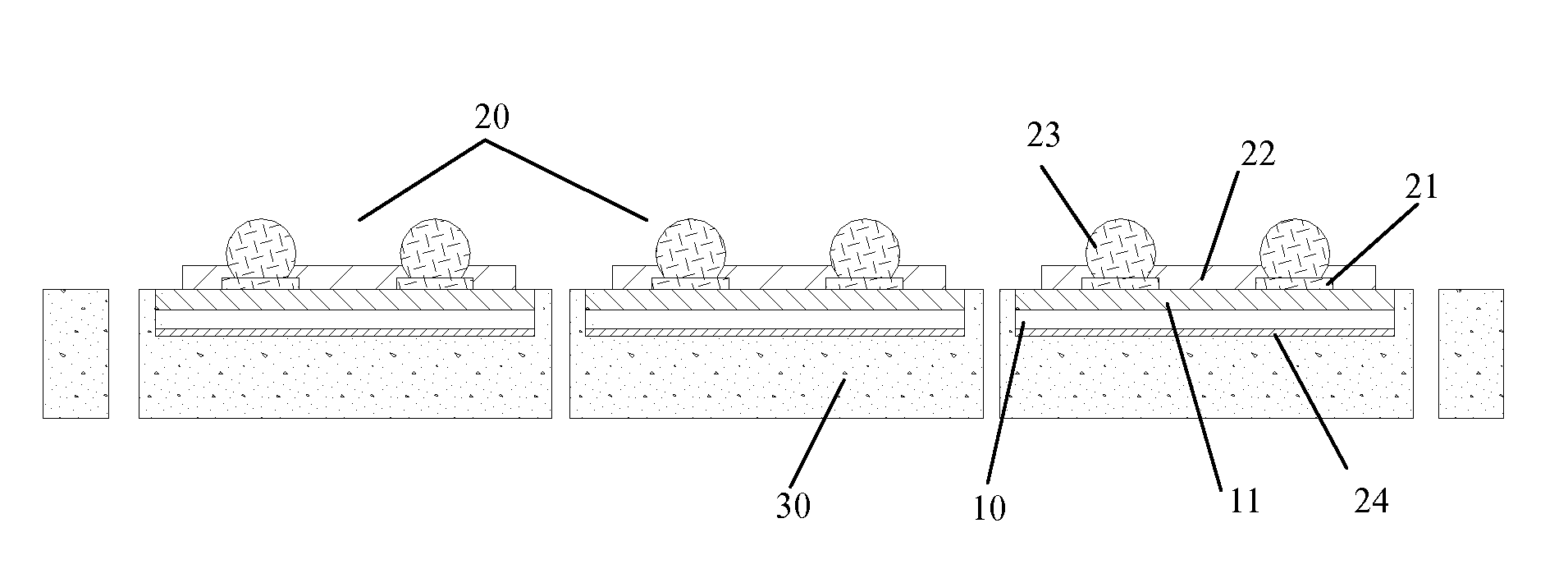 Wafer level packaging method of encapsulating the bottom and side of a semiconductor chip