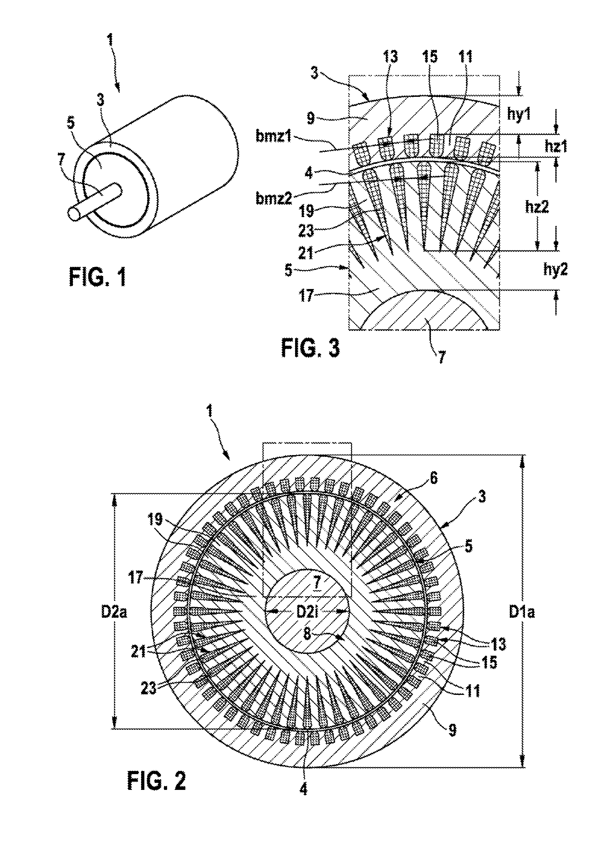 Asynchronous machine with optimized distribution of electrical losses between stator and rotor