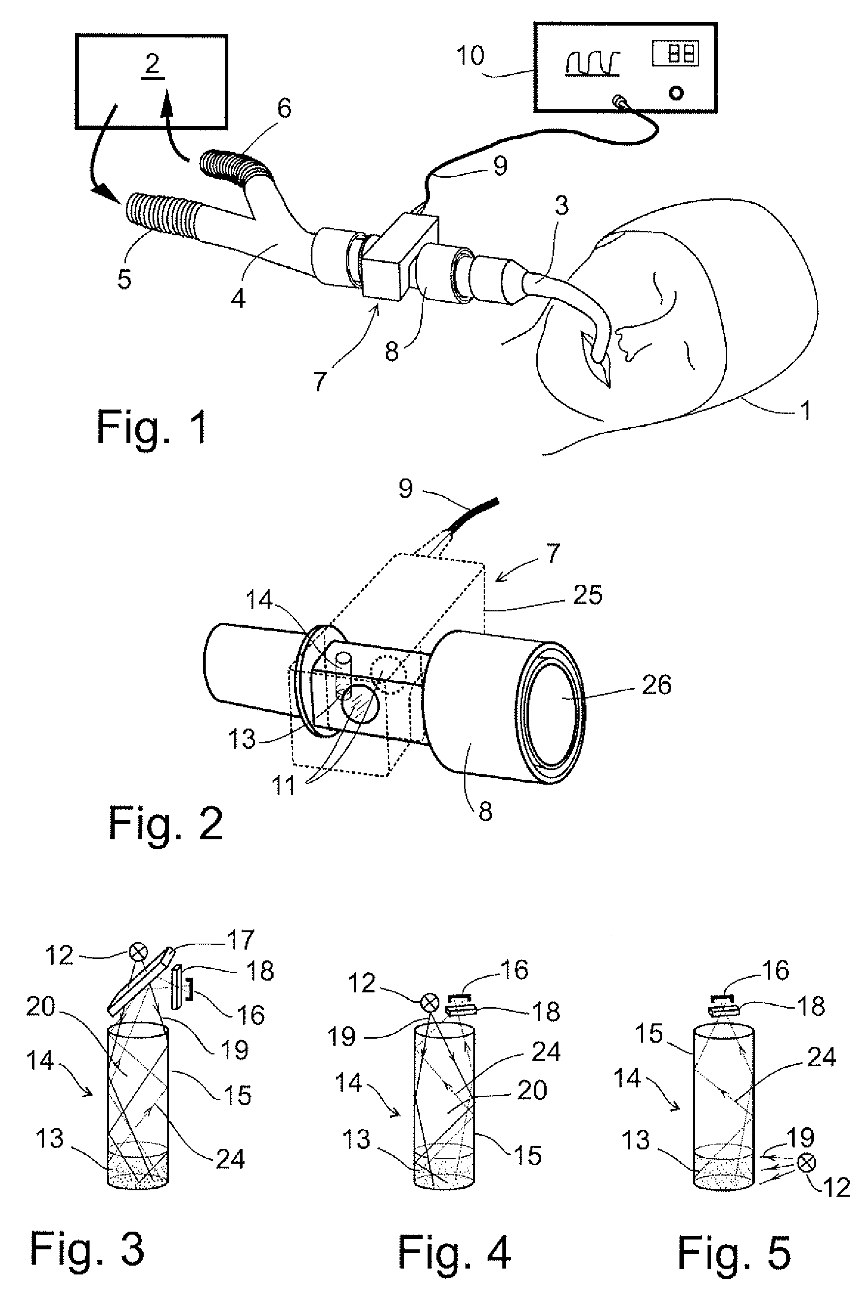 Airway adapter and gas analyzer for measuring oxygen concentration of a respiratory gas