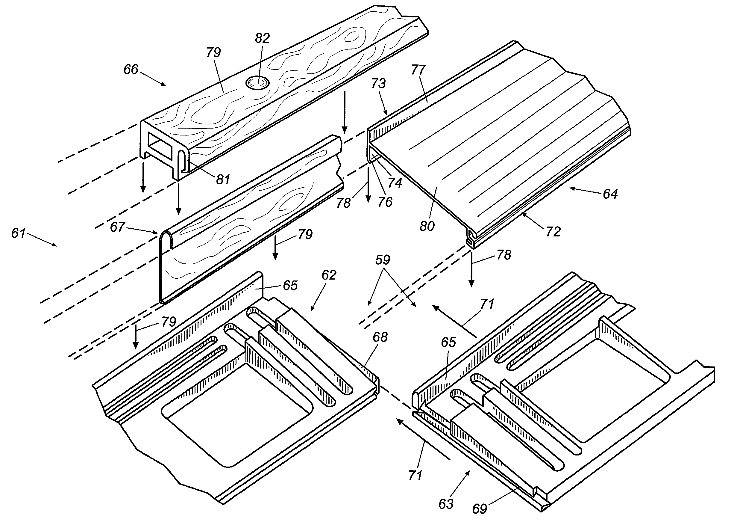 Continuous threshold assembly with modular interlocking substrate sections
