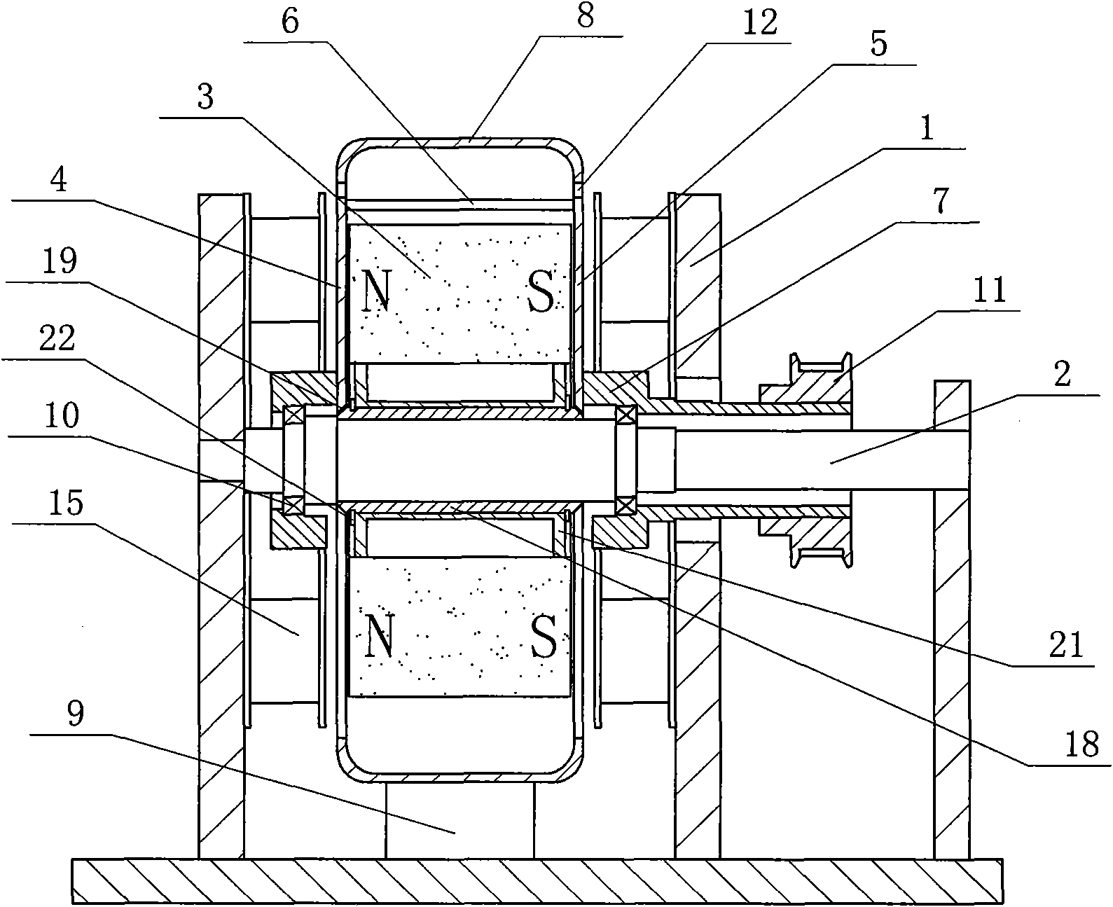 Double plate type shielding device for annular permanent magnet