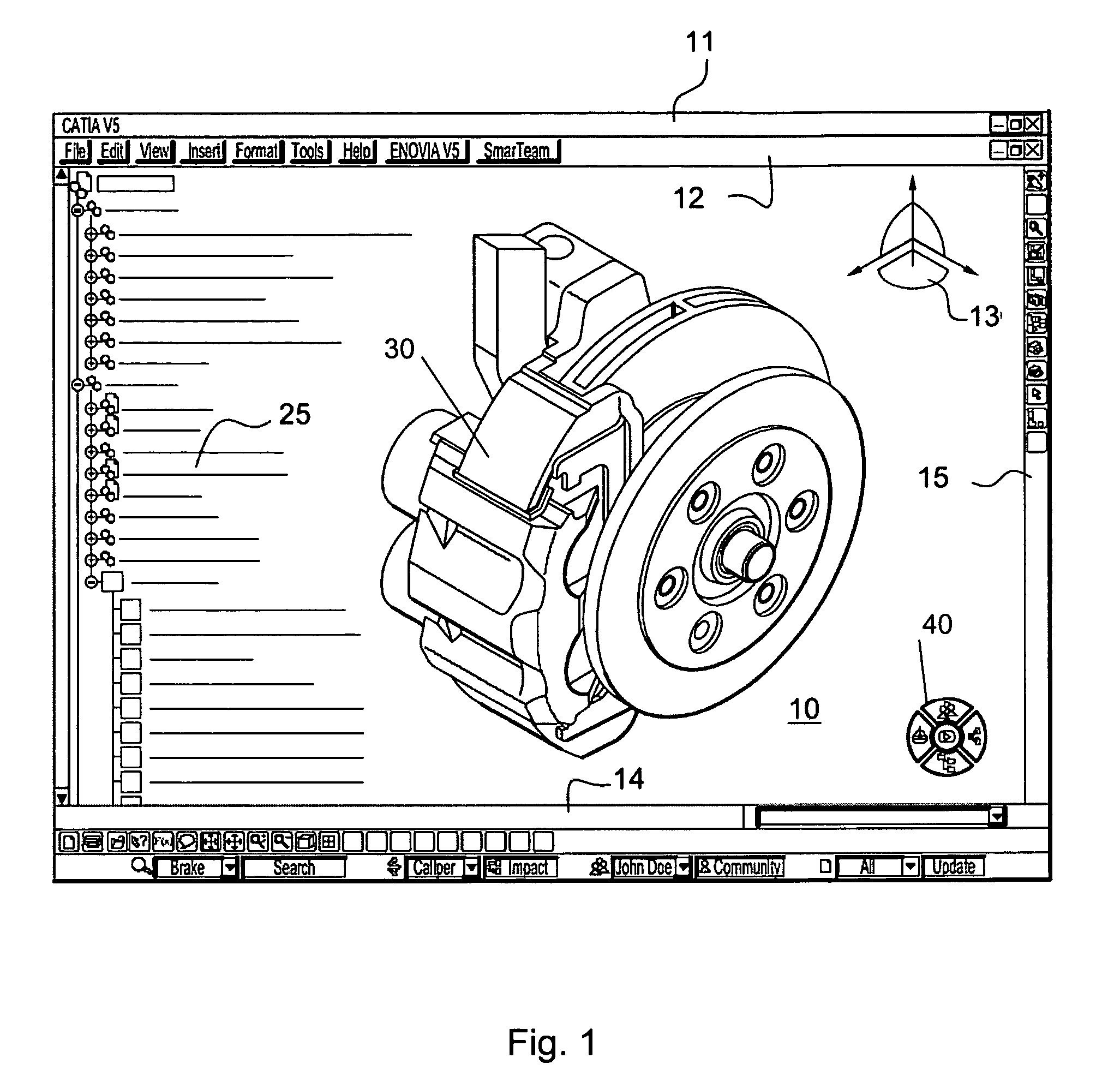 Process for selecting objects in a PLM database and apparatus implementing this process
