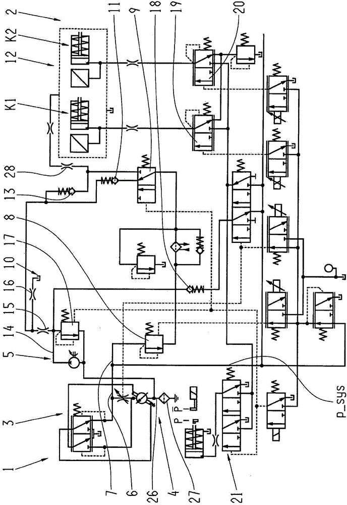 Transmission device with a hydraulic system including a pump device