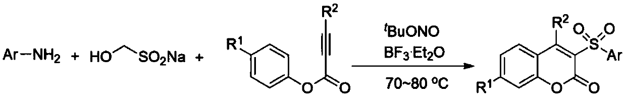 A kind of 3-sulfone base coumarin and preparation method thereof