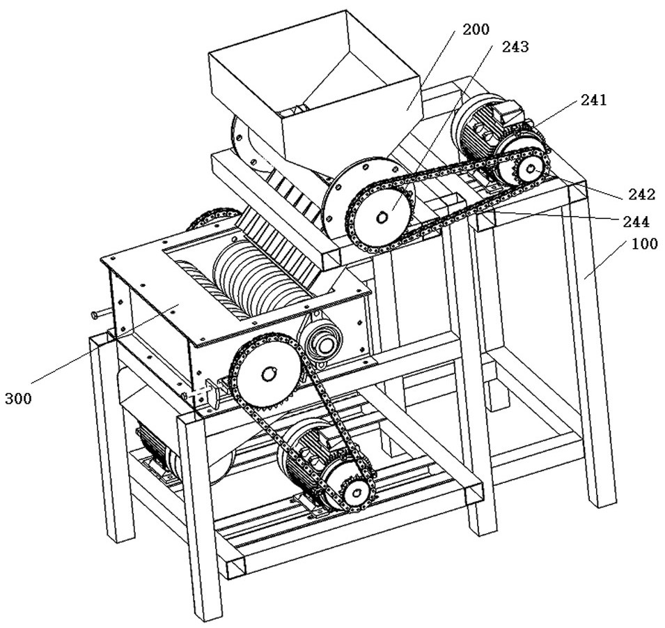 A shell breaking machine based on pretreated walnuts