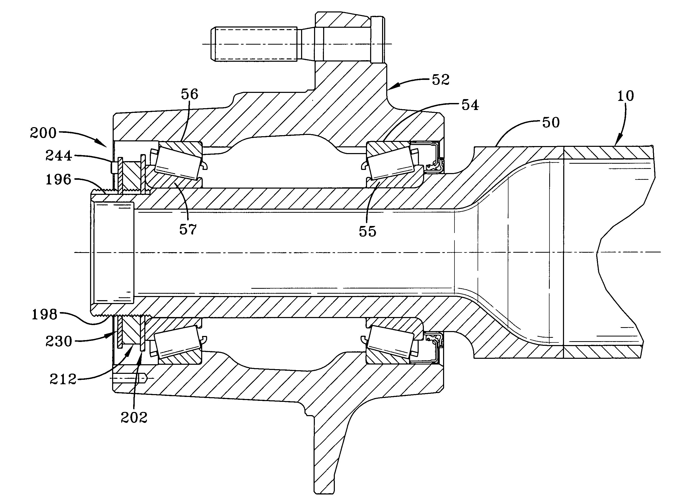 Axle spindle nut assembly for heavy-duty vehicles