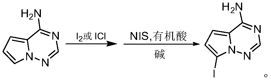 Preparation method of 4-amino-7-iodopyrrolo [2, 1-f] [1, 2, 4] triazine