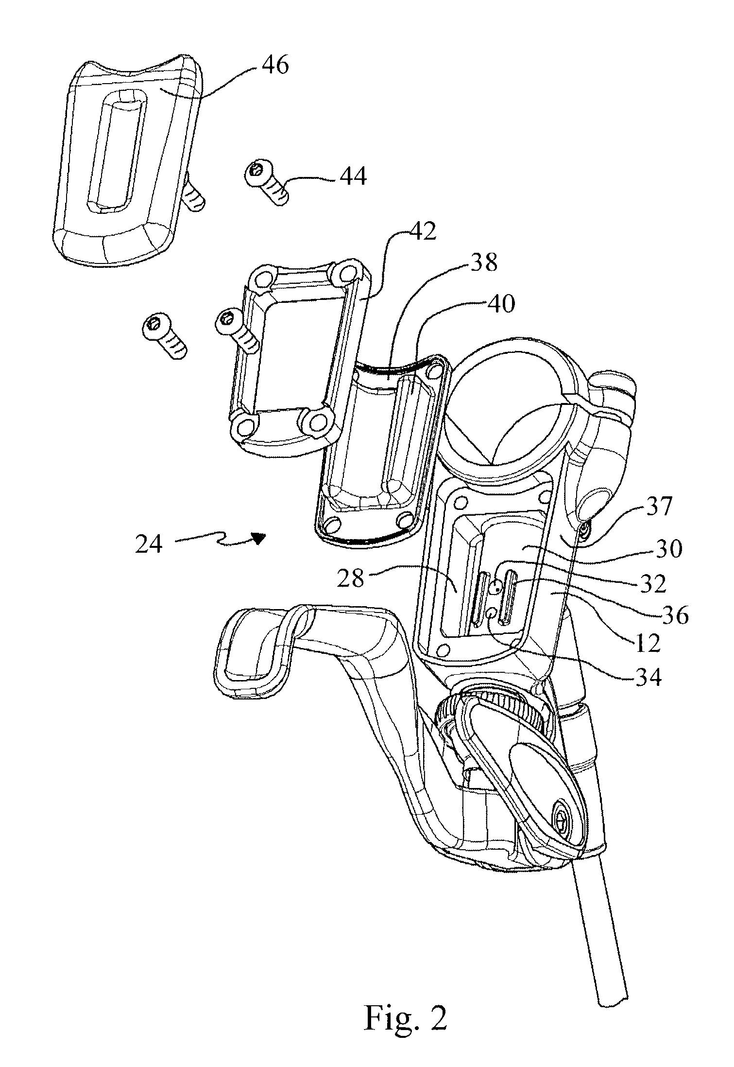Master cylinder lever for a hydraulic disc brake having favorable handle pivot geometry