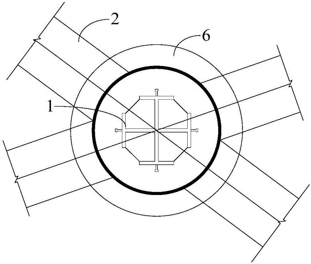 Installation structure and construction method of restraint-typed concrete beam column