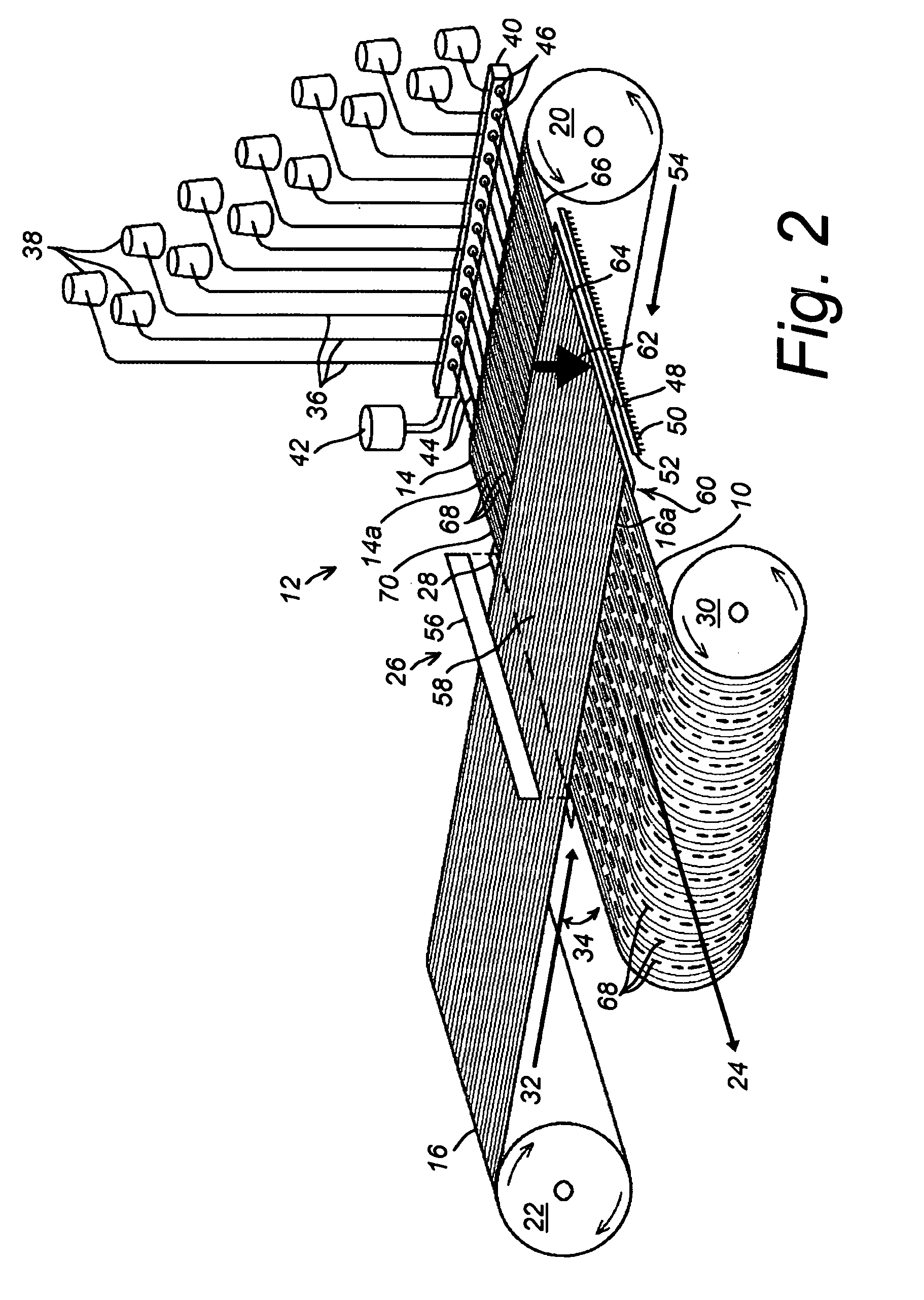 Continuous cross-plied material and method of manufacturing same