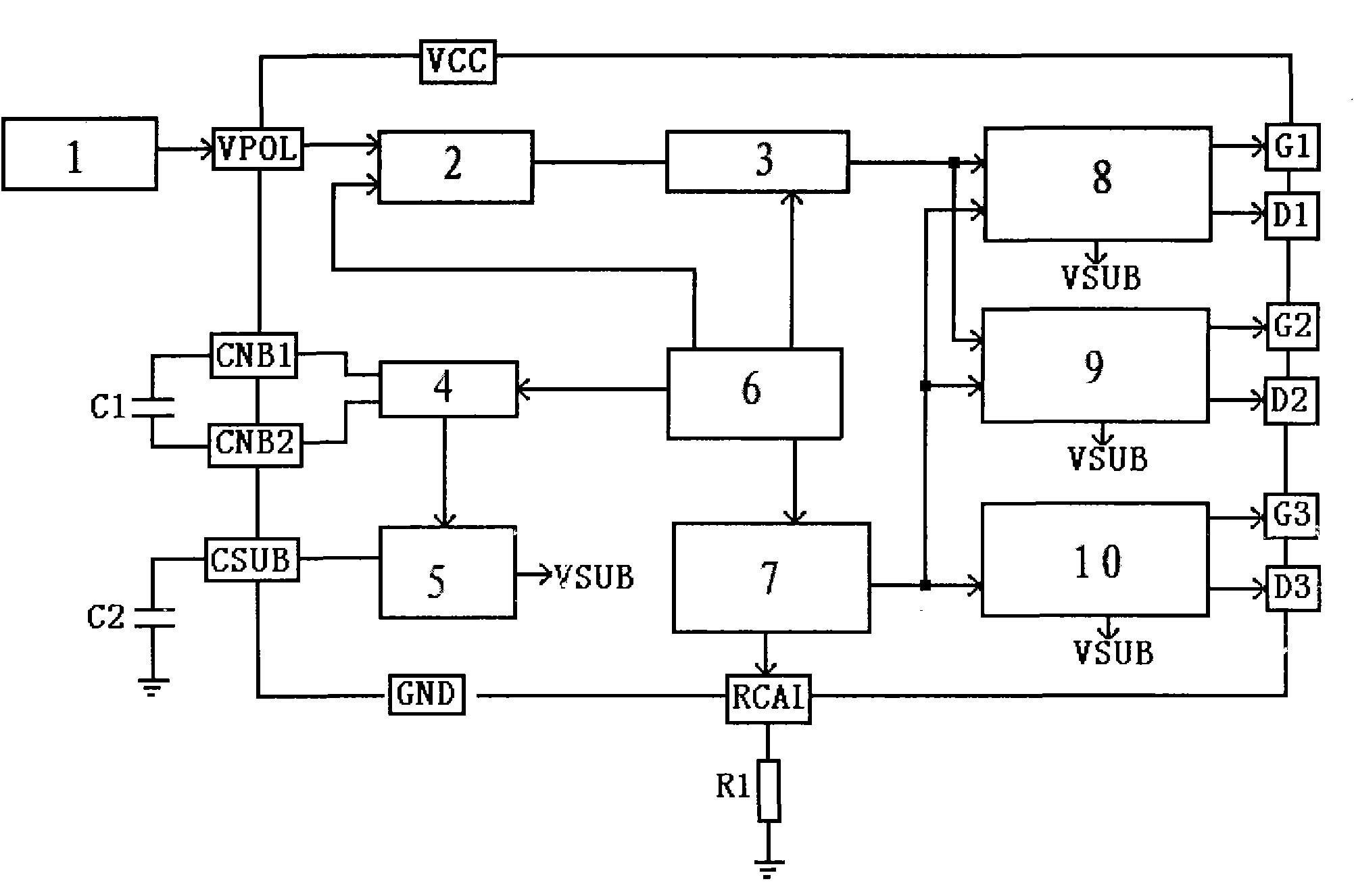 Integrated circuit with functions of bias and polarization selection