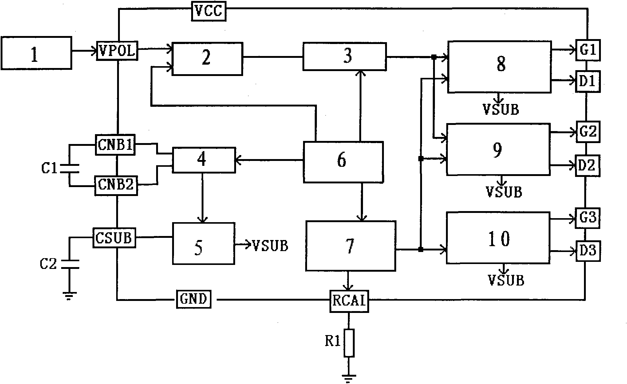 Integrated circuit with functions of bias and polarization selection