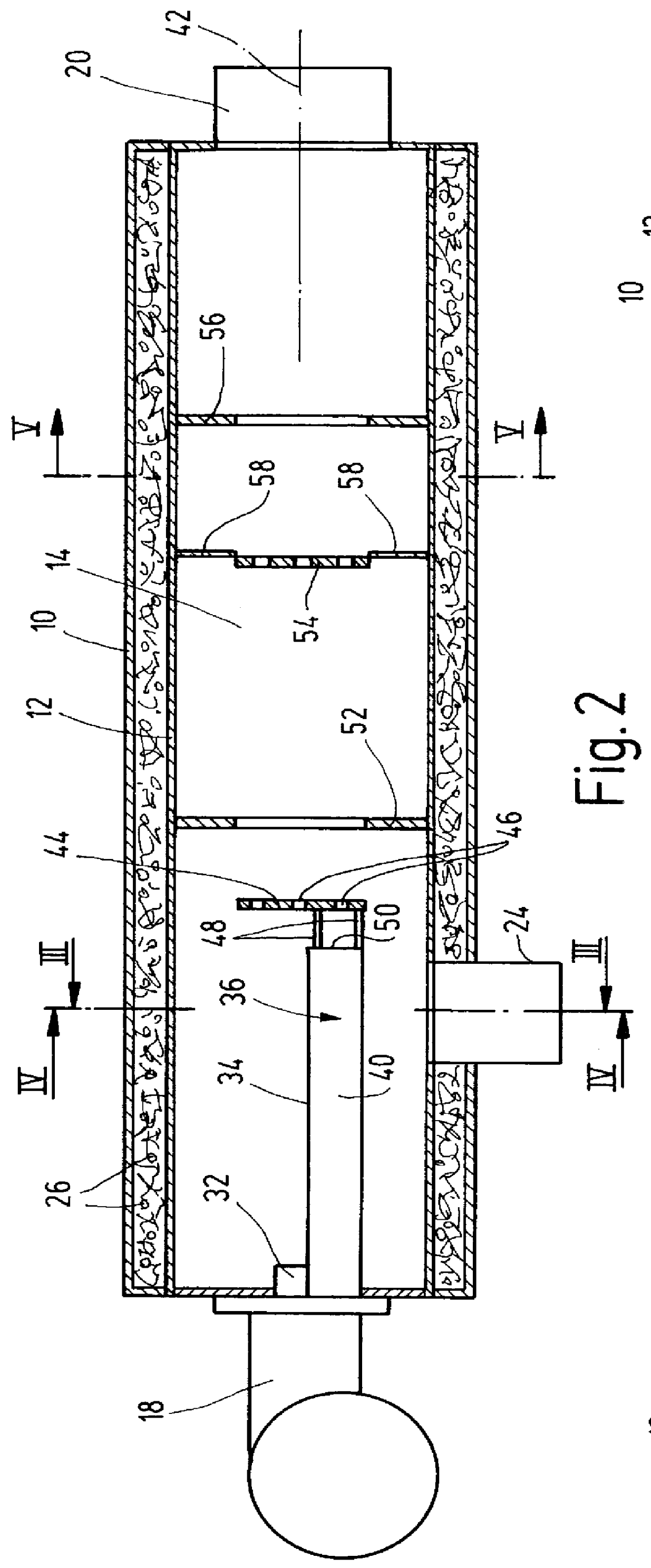 Method and device for incineration of exhaust gases