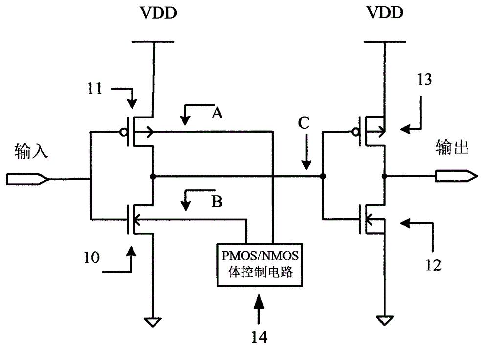 Small-sized and quickly-turning Schmitt trigger circuit used for silicon on insulator technique