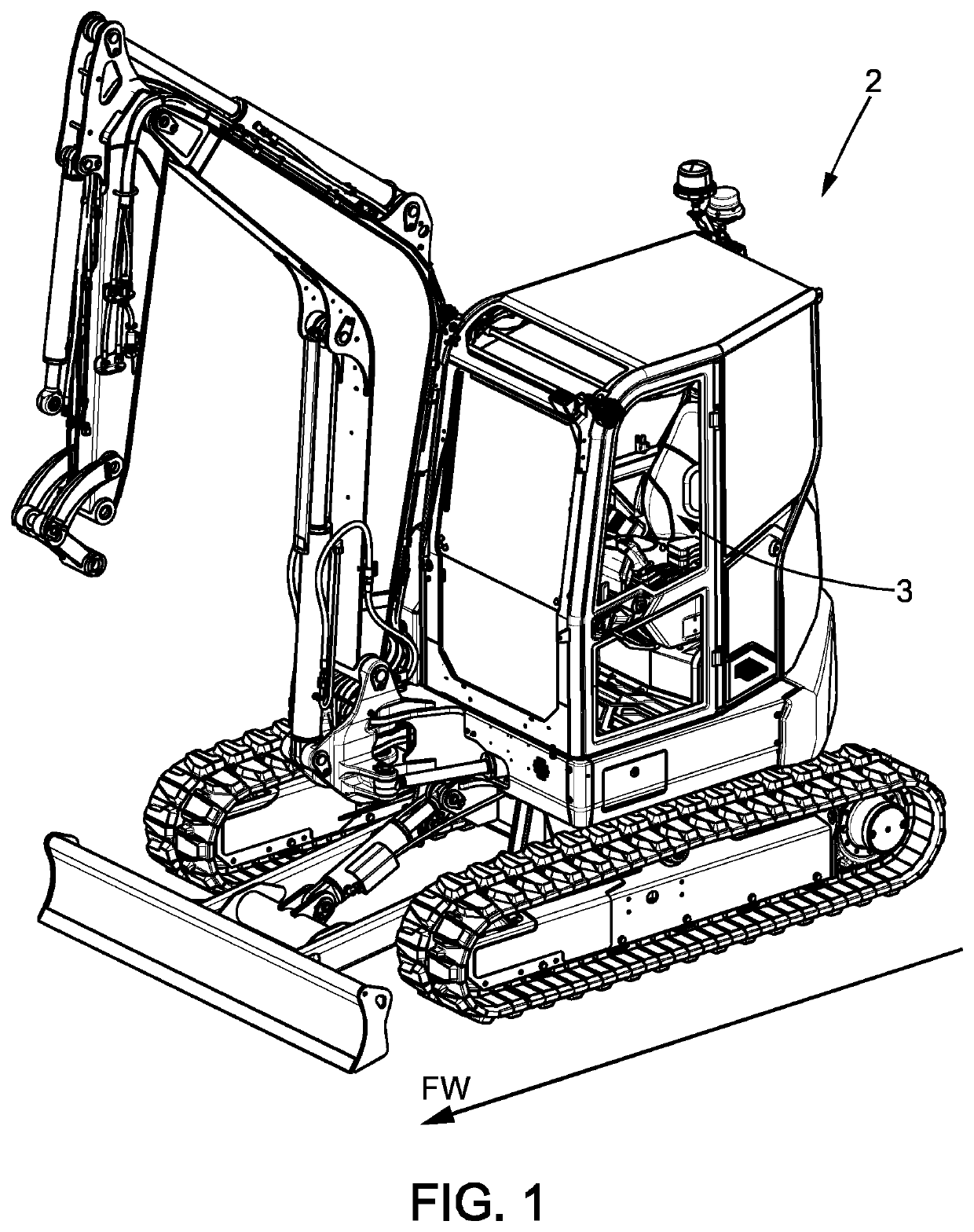 Movable cotrol module for hydraulic machine with locking feature