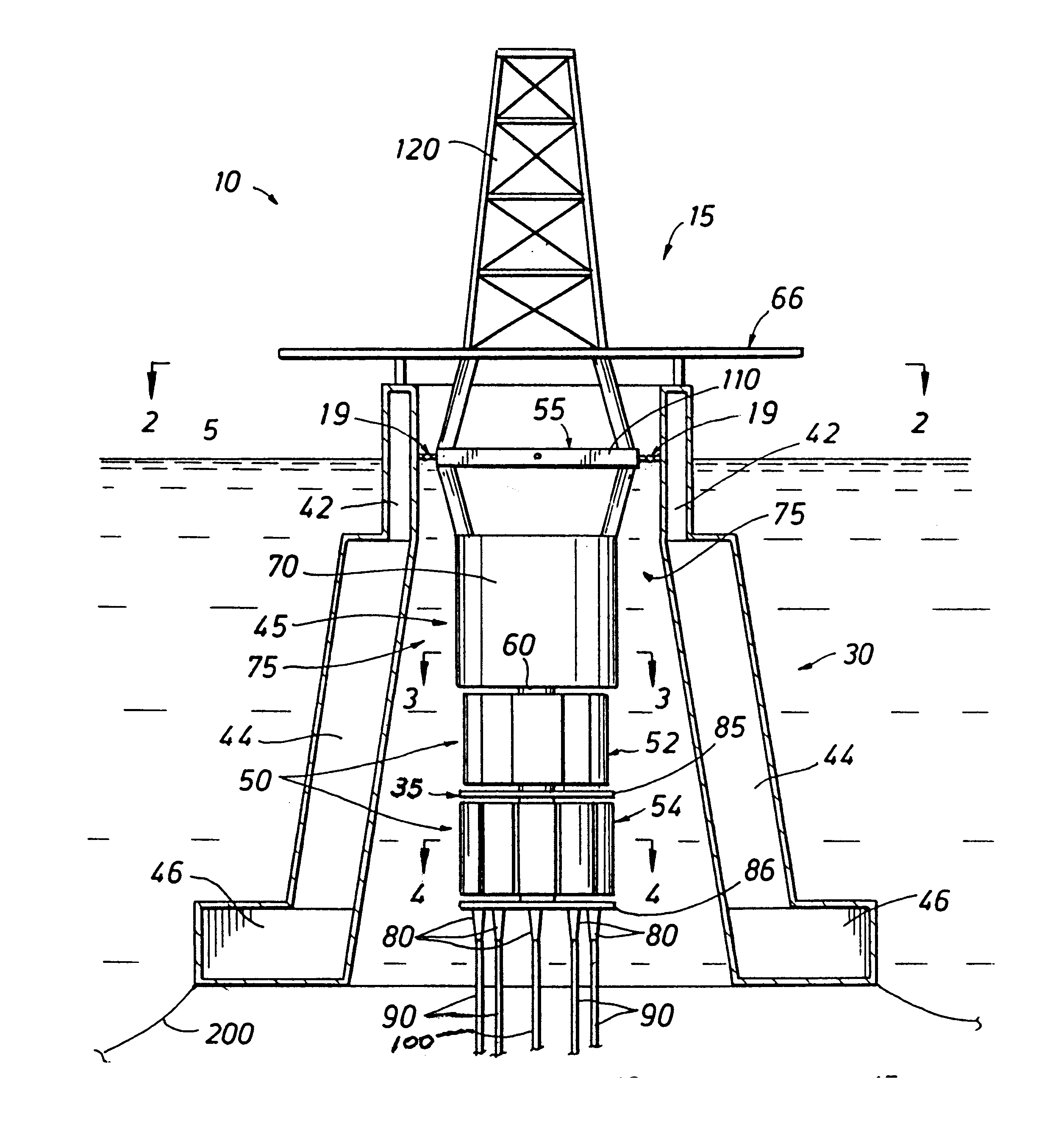 Riser support for floating offshore structure