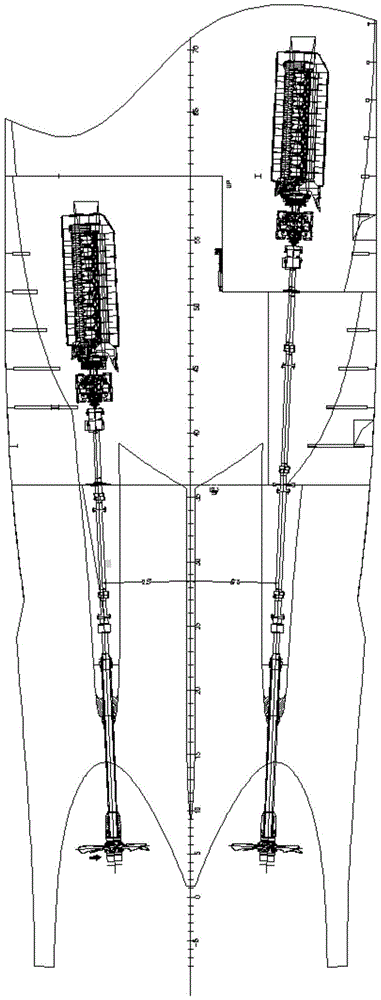 Stern structure for internal rotation double-paddle ship