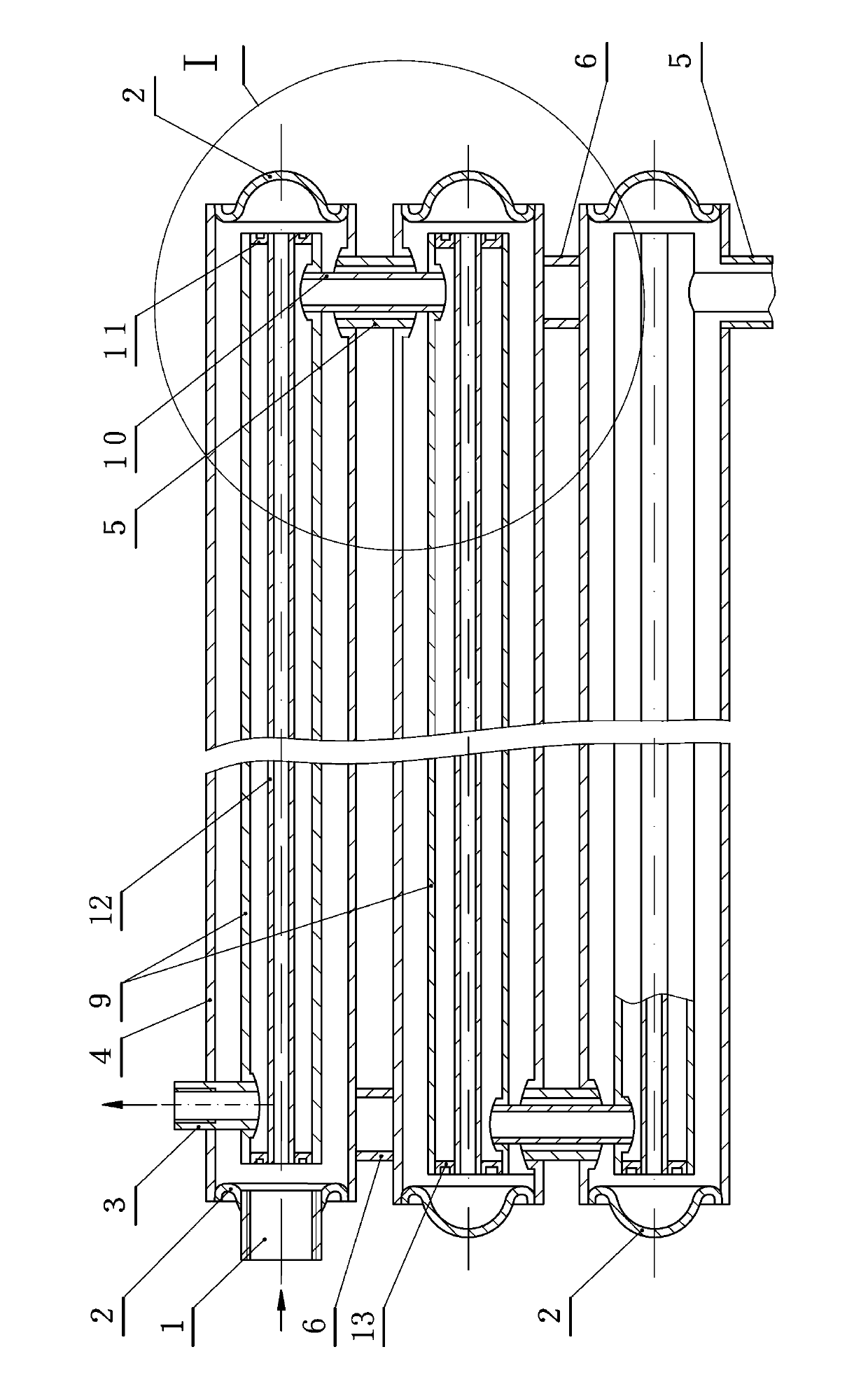 Heat-transfer heat exchanger with double-channel heat supply pipes and production process of heat-transfer heat exchanger with double-channel heat supply pipes