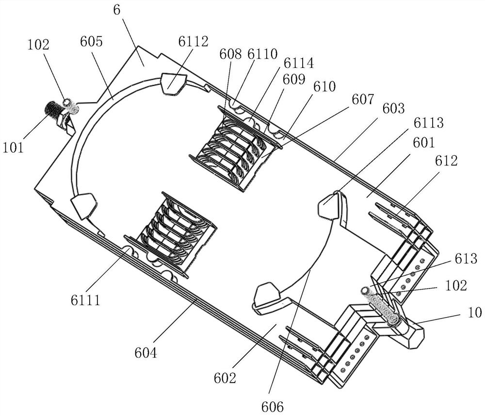 Wiring structure of connection box and fiber containing disc