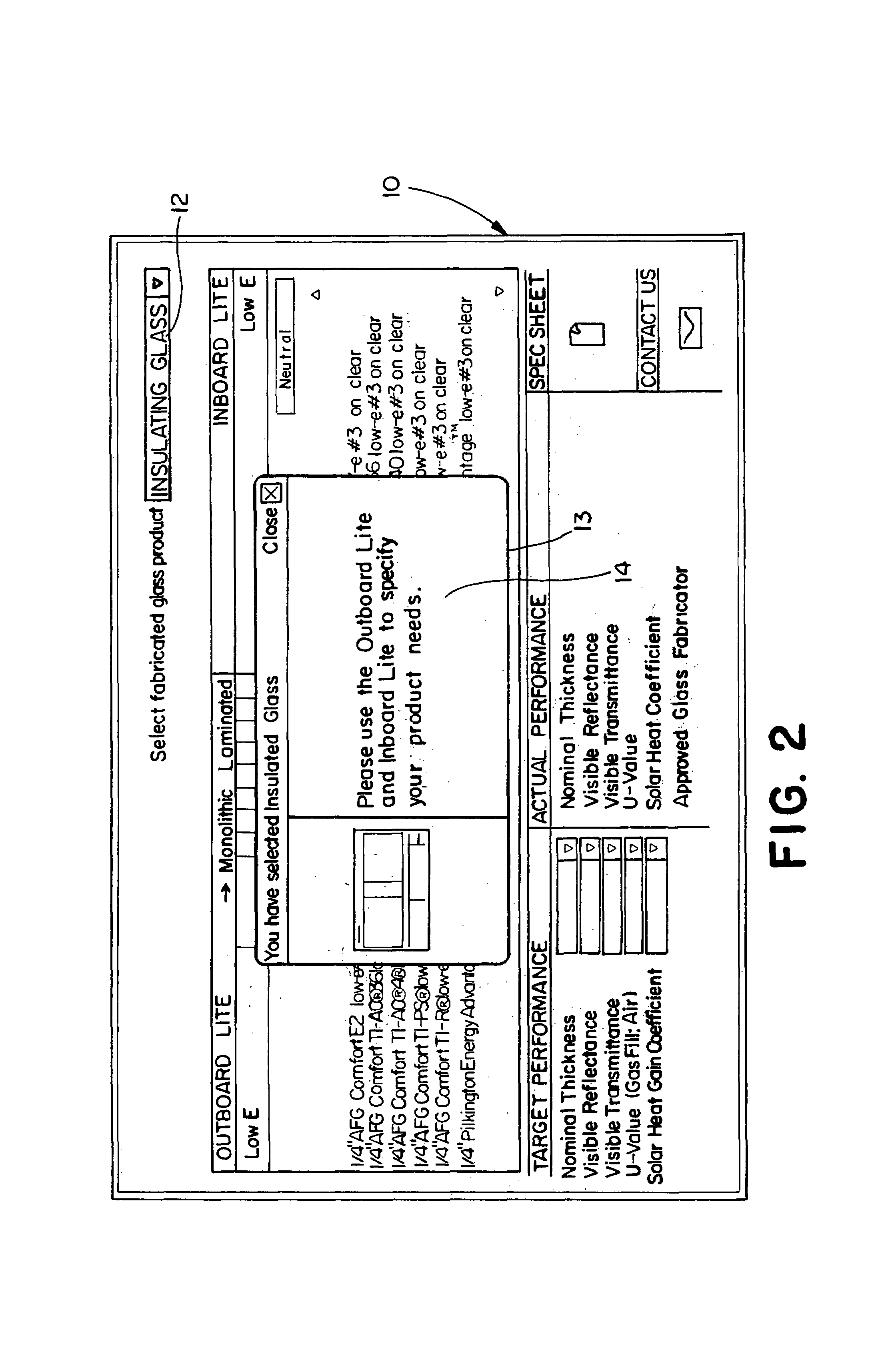 Method, apparatus and system for selecting, ordering and purchasing glass products