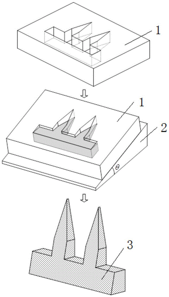 Fabrication method of microneedles based on inclined casting mold