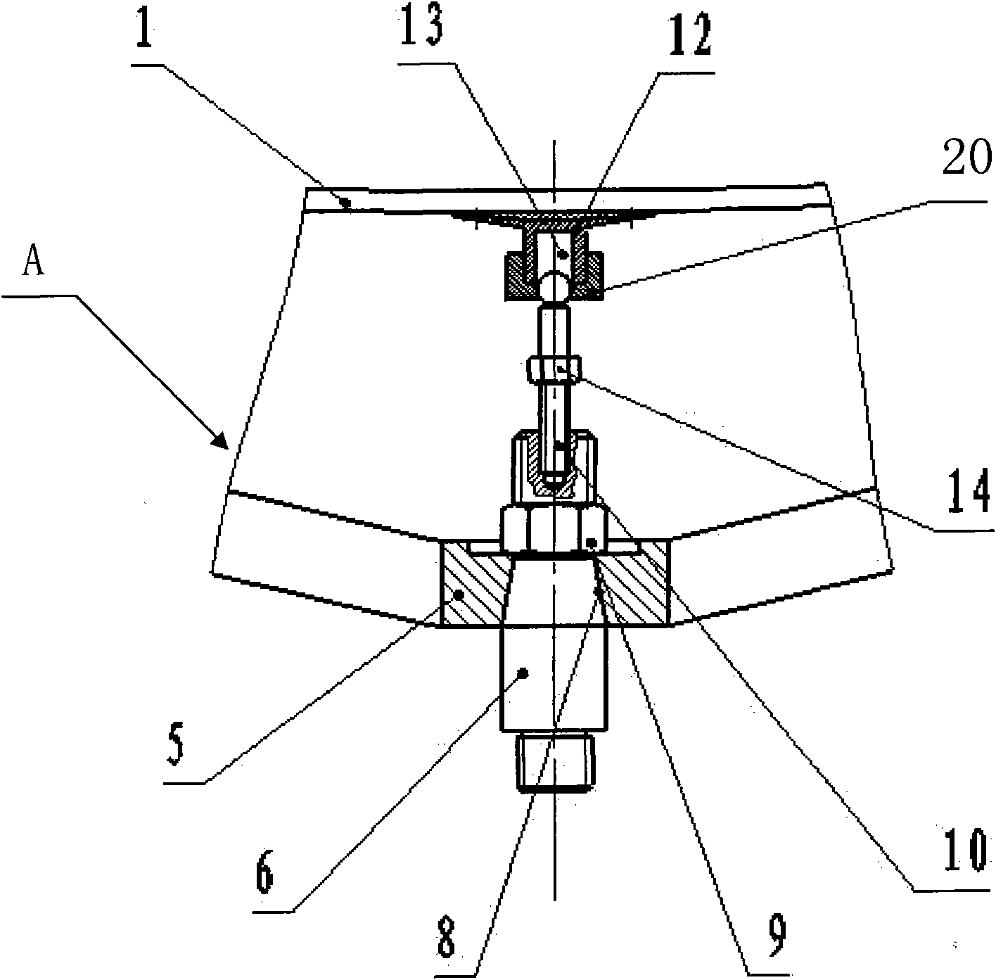 Supporting and adjusting device applied to reflecting mirror of heliostat