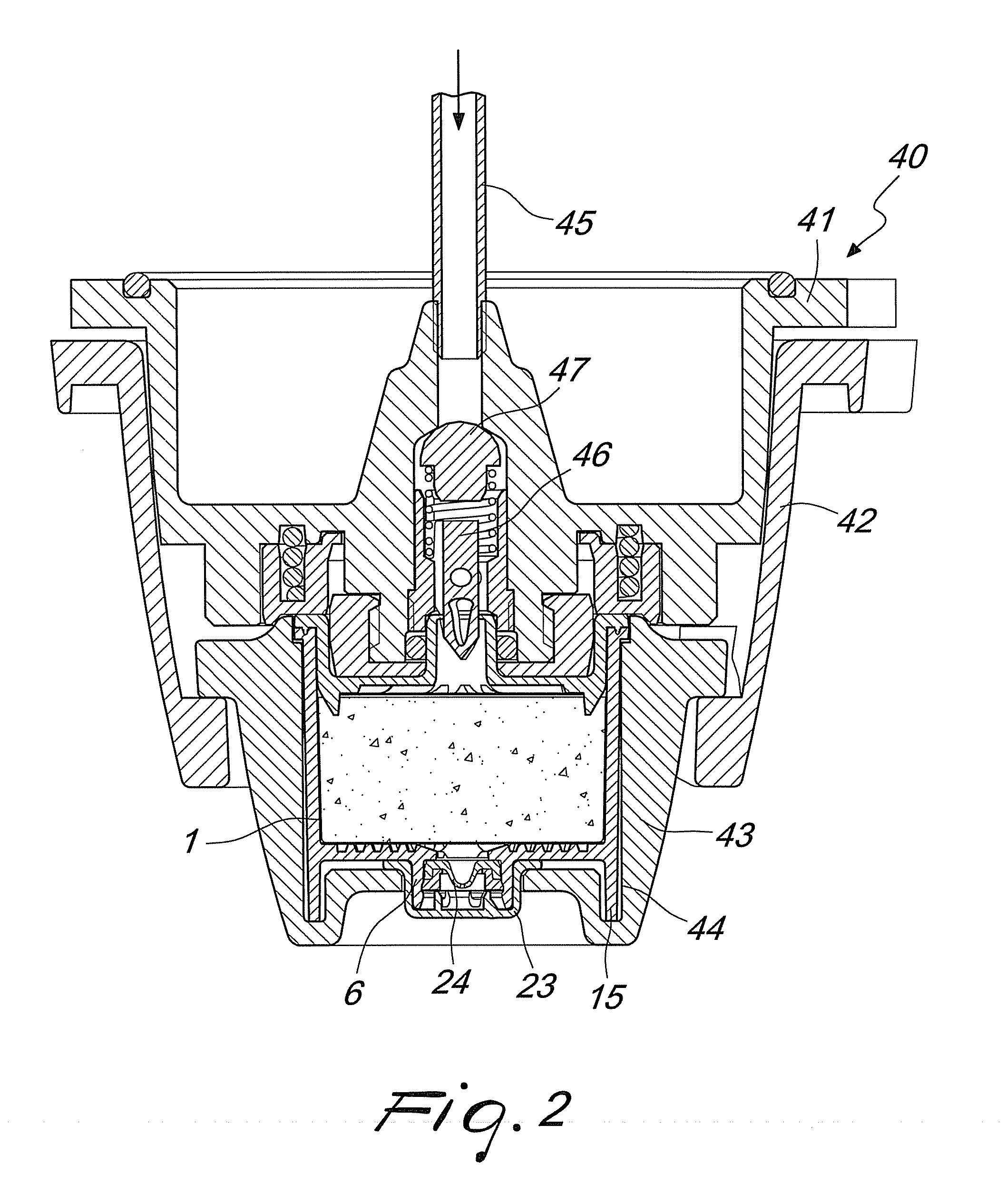 Method for extracting espresso coffee particularly from a cartridge with crema generating septum, and beverage obtainable from the method