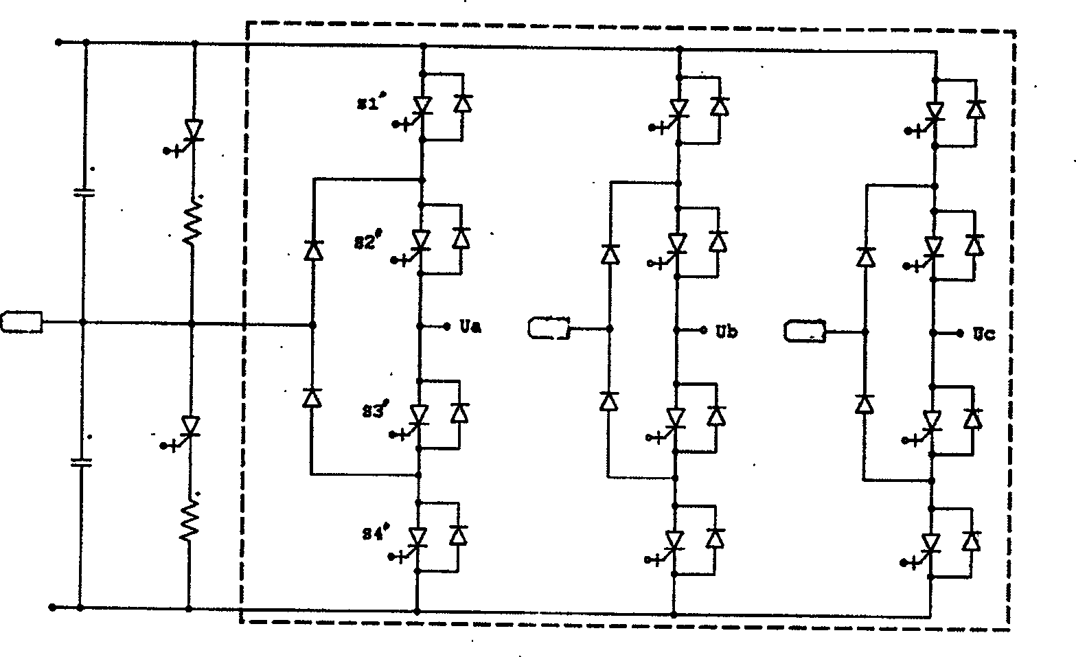 Encoding circuit for triggering signals of PWM three level inverter and control of compensation of the dead zone