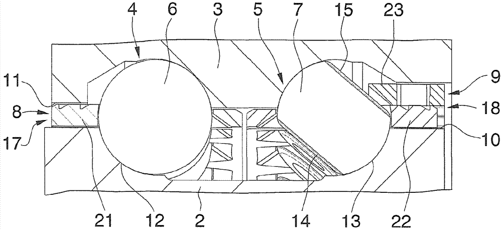 Axial angular contact rolling bearing, in particular for the support of a round table at a machine tool, and method for assembling such an axial angular contact rolling bearing
