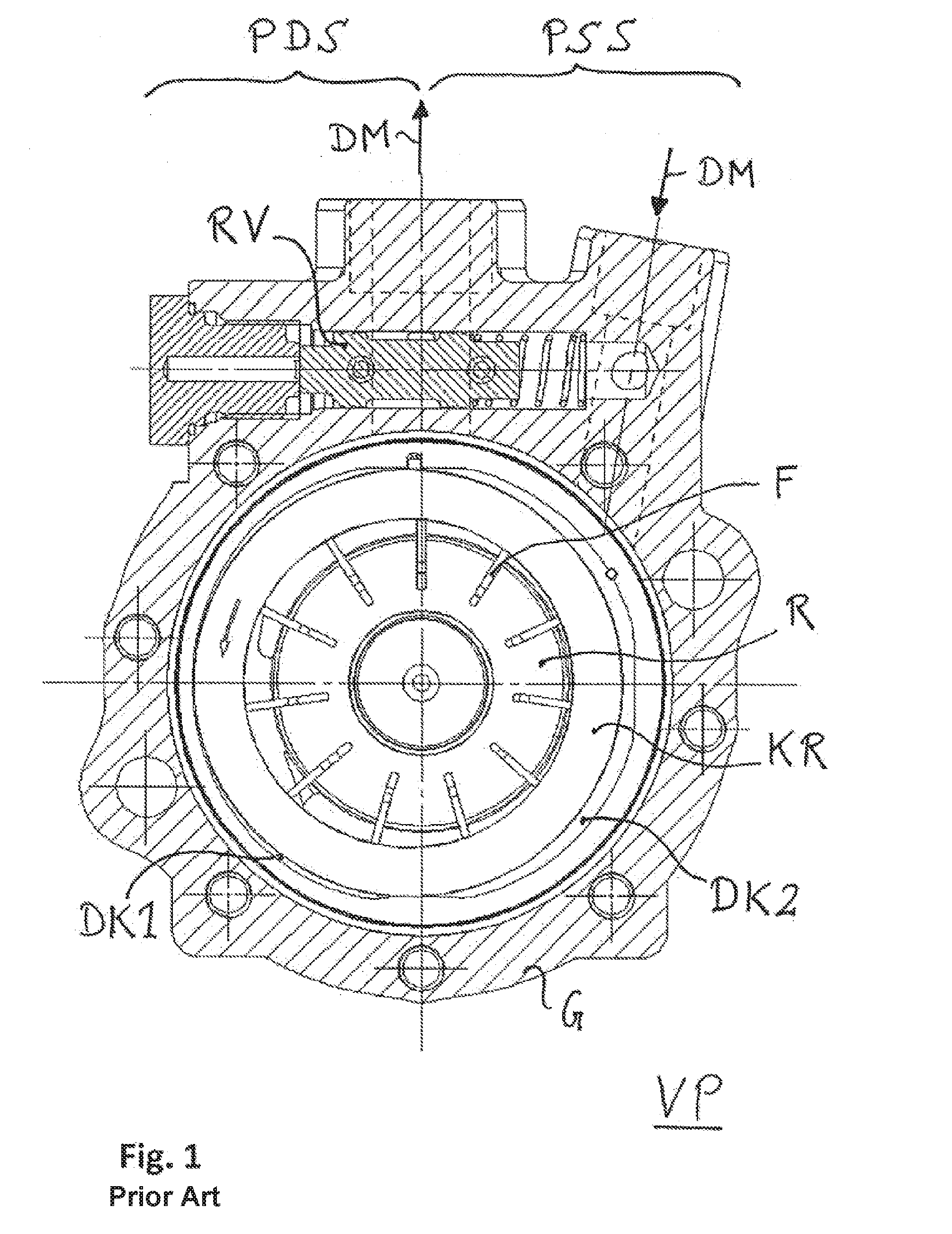 Vane pump with adjustable delivery volume